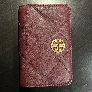 Tory Burch Burgundy Leather Phone Case